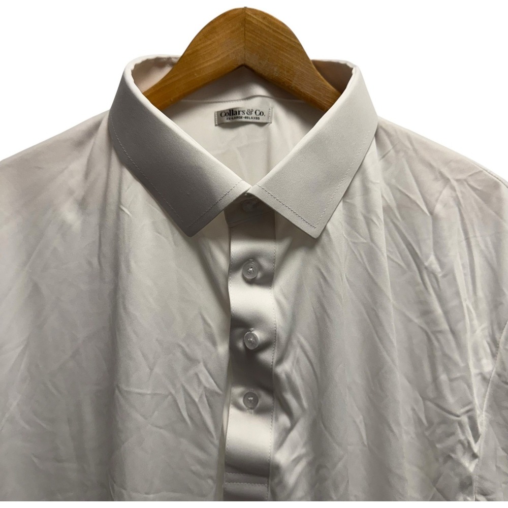 Collars & Co. Men's 2XL Relaxed The Dress Collar White Performance Golf Polo euc